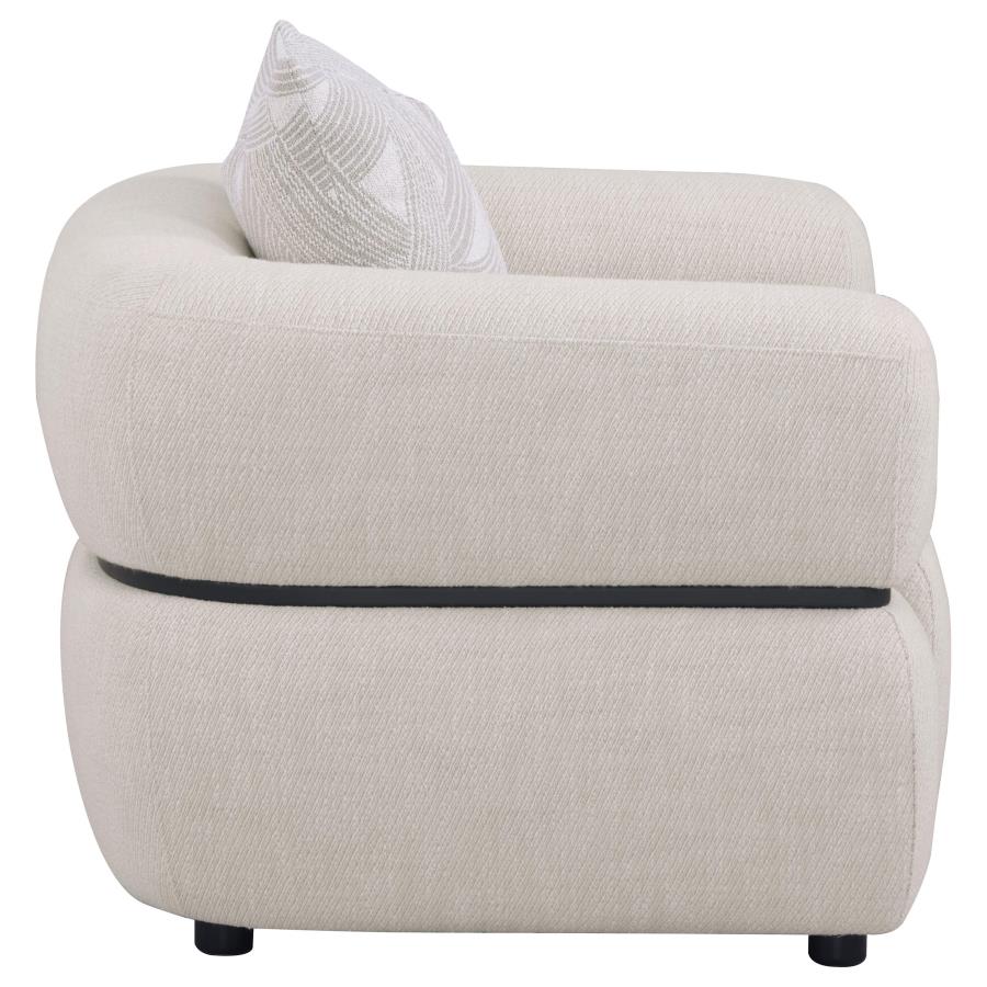 Jeanette Fabric Upholstered Round Arm Accent Chair Beige view 8