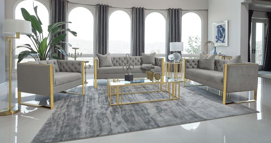 Eastbrook Velvet Upholstered Tufted Sofa Grey view 14
