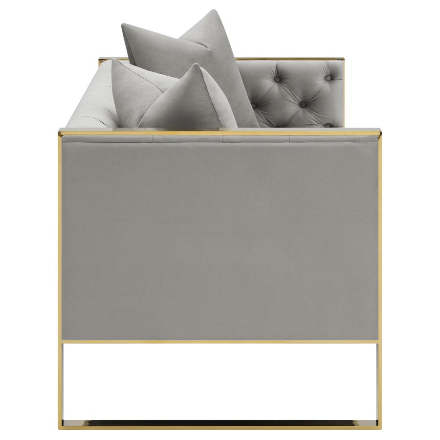 Eastbrook Velvet Upholstered Tufted Loveseat Grey view 8
