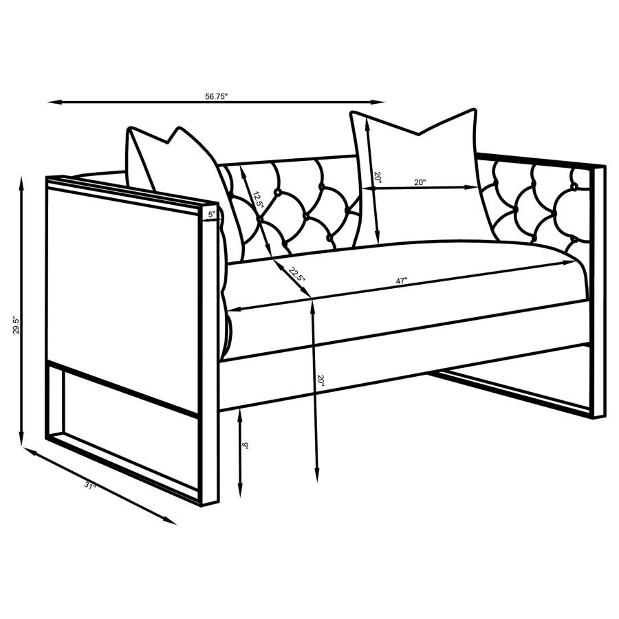 Eastbrook Velvet Upholstered Tufted Loveseat Grey view 12