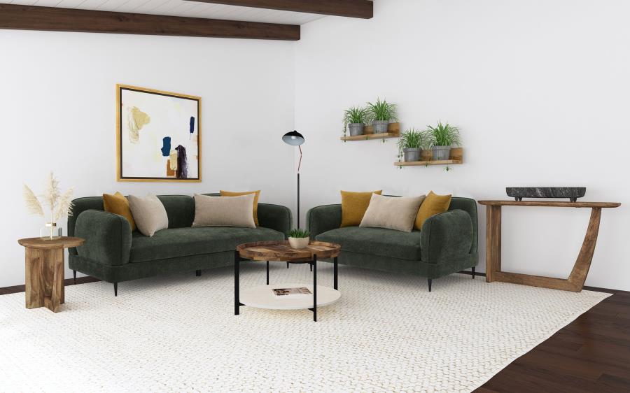 Jade Chenille Upholstered Modern Track Arm Loveseat Green view 14