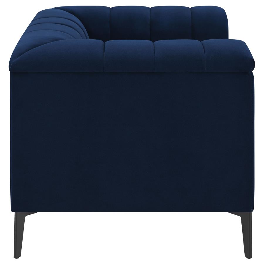 Chalet Upholstered Tuxedo Arm Tufted Chair Blue view 8