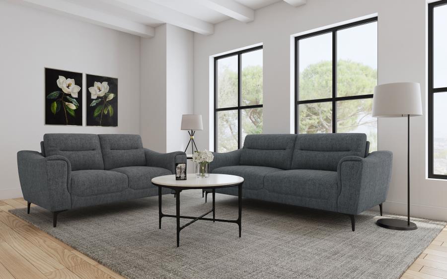 Nolan Upholstered Sloped Track Arm Loveseat Charcoal view 13