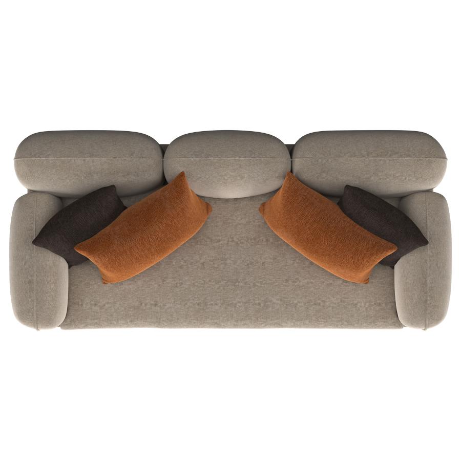 Jade Chenille Upholstered Sculpted Track Arm Sofa Latte view 10