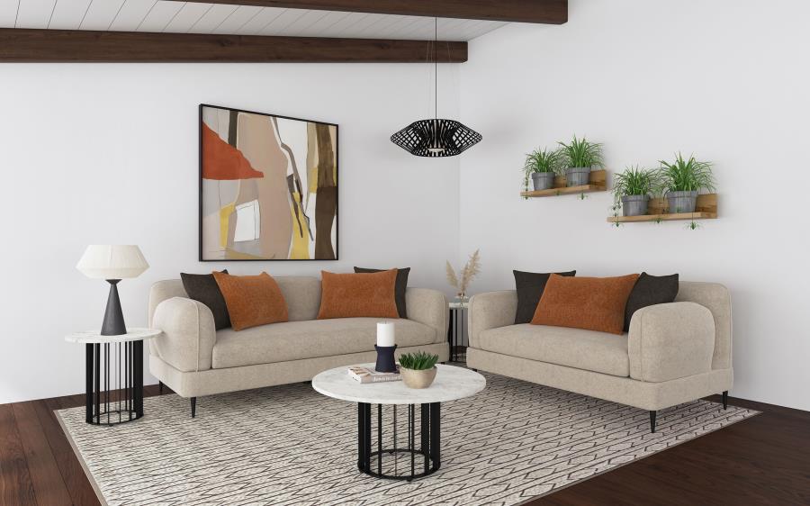 Jade Chenille Upholstered Sculpted Track Arm Sofa Latte view 15