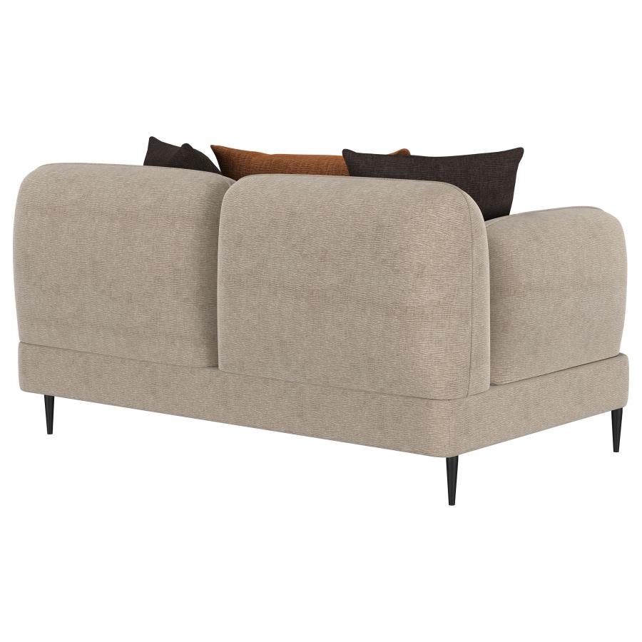 Jade Chenille Upholstered Sculpted Track Arm Loveseat Latte view 8