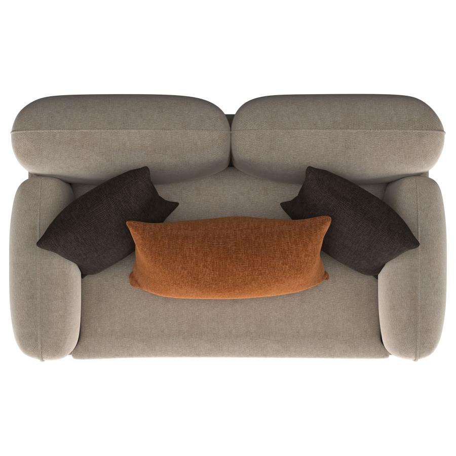 Jade Chenille Upholstered Sculpted Track Arm Loveseat Latte view 10