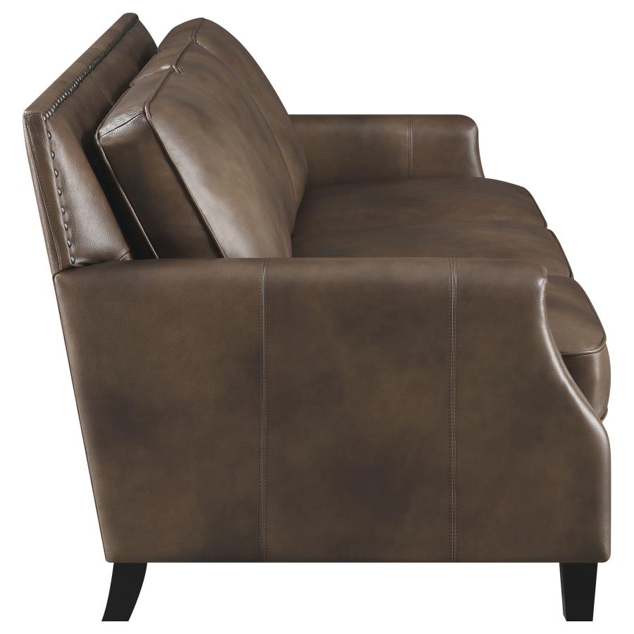Leaton Upholstered Recessed Arm Sofa Brown Sugar view 8