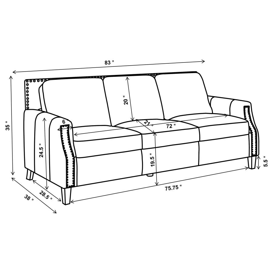 Leaton Upholstered Recessed Arm Sofa Brown Sugar view 11