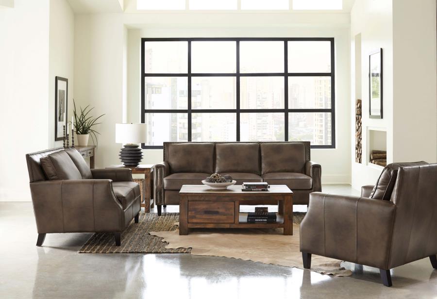 Leaton Upholstered Recessed Arm Sofa Brown Sugar view 12