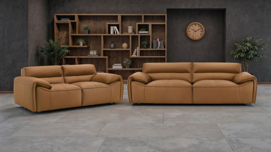 Buxton Top Grain Leather Upholstered Loveseat Orange view 13