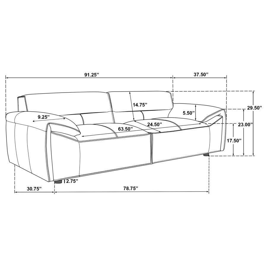 Buxton Top Grain Leather Upholstered Sofa Graphite view 12