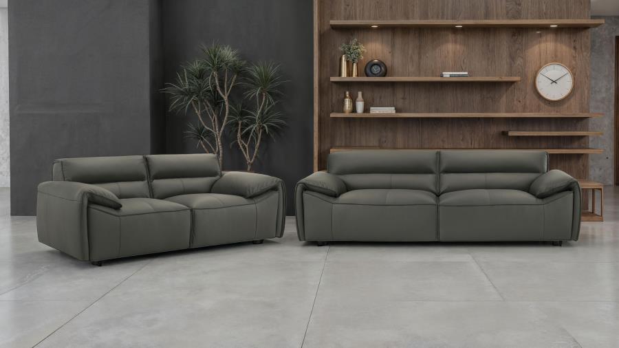 Buxton Top Grain Leather Upholstered Loveseat Graphite view 13