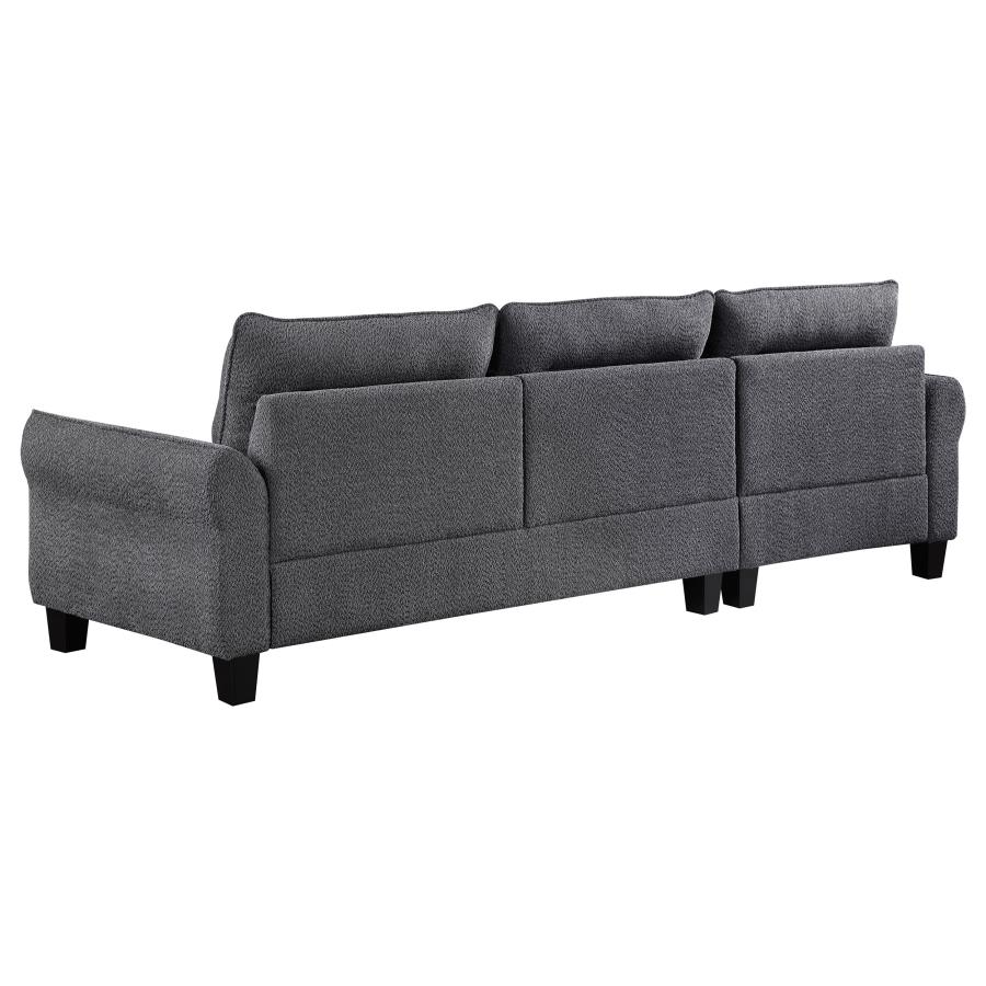 Caspian Upholstered Curved Arm Chaise Sectional Sofa Grey view 8