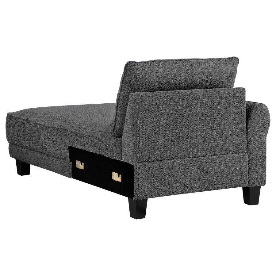 Caspian Upholstered Curved Arm Chaise Sectional Sofa Grey view 9