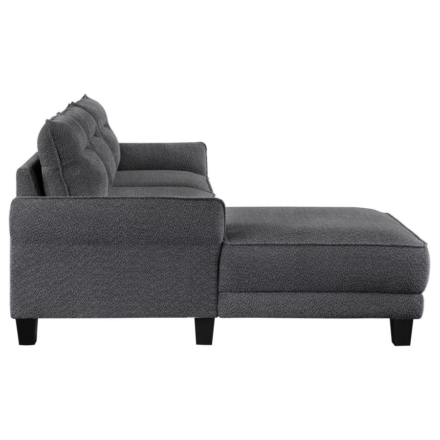 Caspian Upholstered Curved Arm Chaise Sectional Sofa Grey view 11