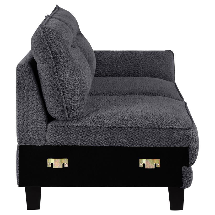 Caspian Upholstered Curved Arm Chaise Sectional Sofa Grey view 13