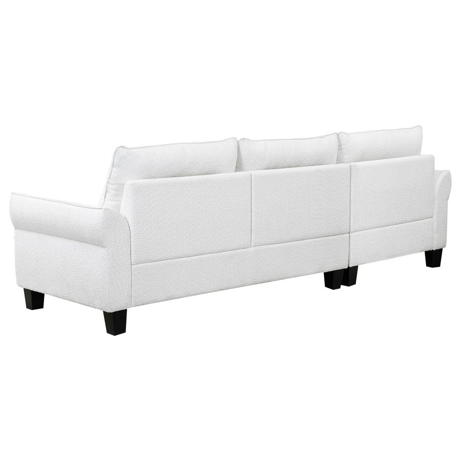 Caspian Upholstered Curved Arm Chaise Sectional Sofa White view 8