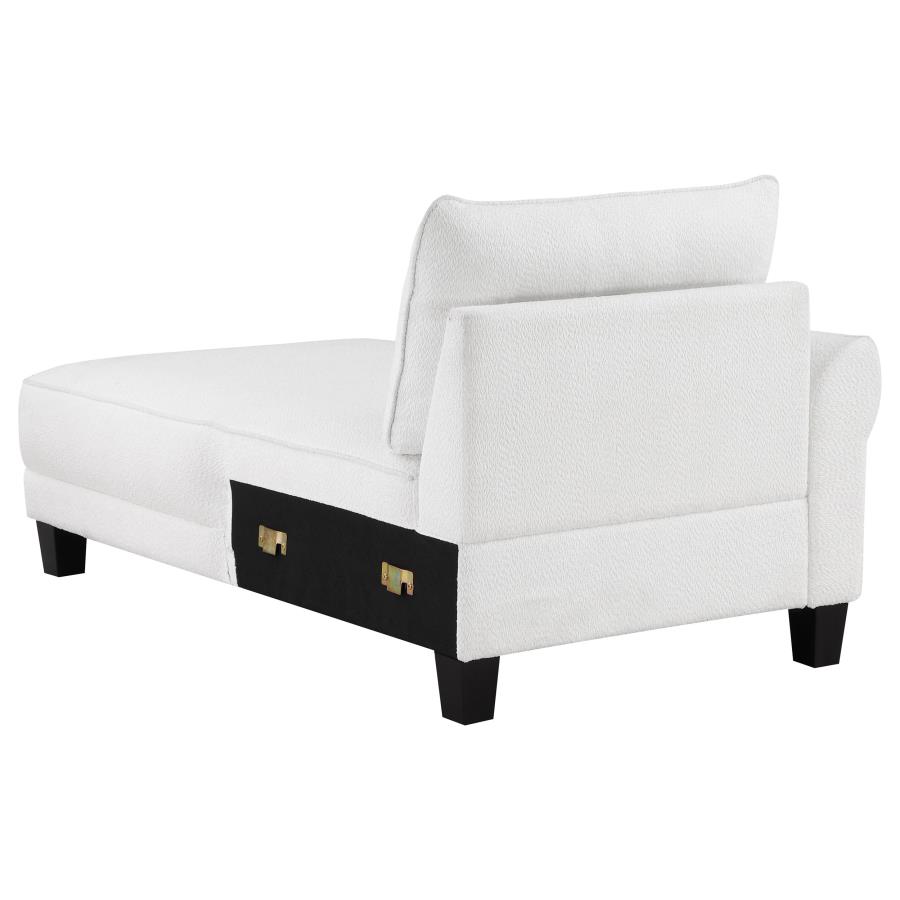 Caspian Upholstered Curved Arm Chaise Sectional Sofa White view 9
