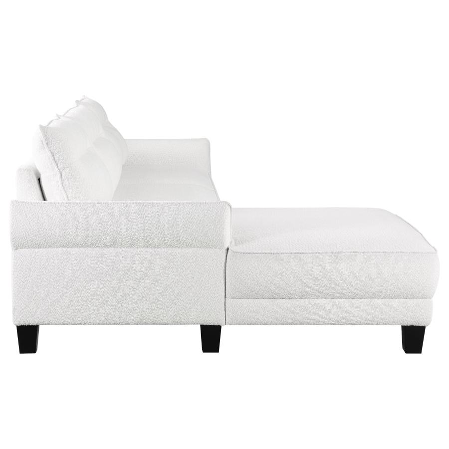 Caspian Upholstered Curved Arm Chaise Sectional Sofa White view 11
