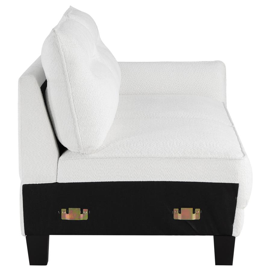Caspian Upholstered Curved Arm Chaise Sectional Sofa White view 13