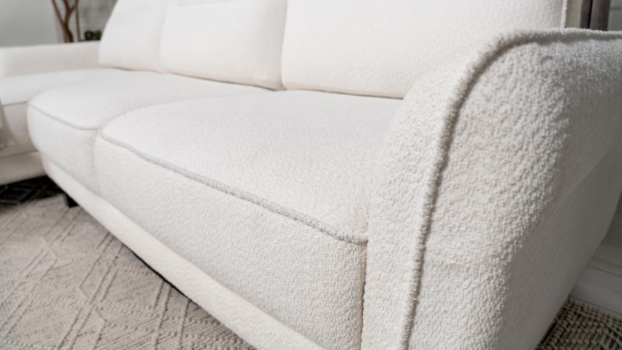 Caspian Upholstered Curved Arm Chaise Sectional Sofa White view 14
