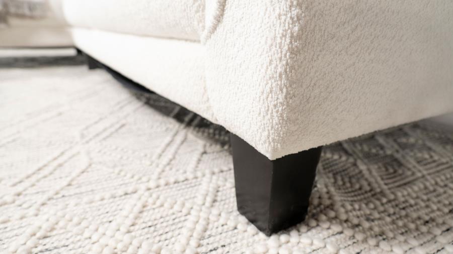 Caspian Upholstered Curved Arm Chaise Sectional Sofa White view 15