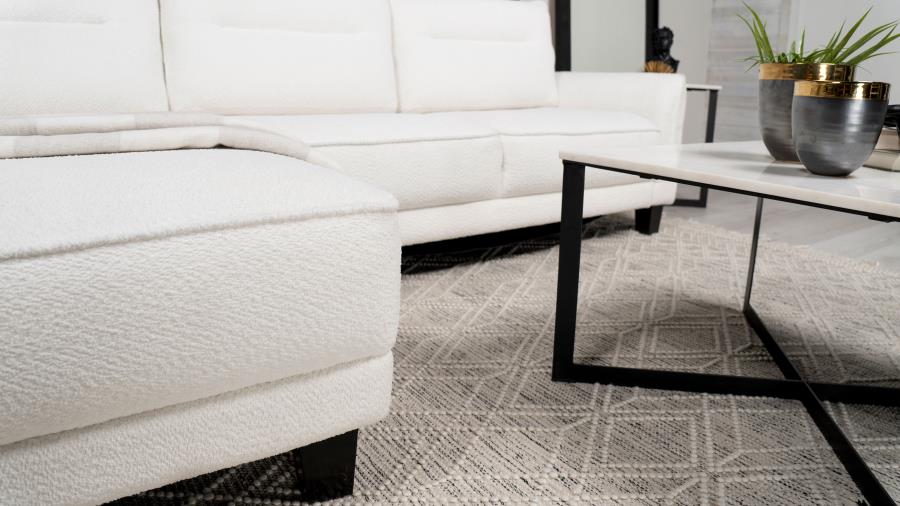 Caspian Upholstered Curved Arm Chaise Sectional Sofa White view 16