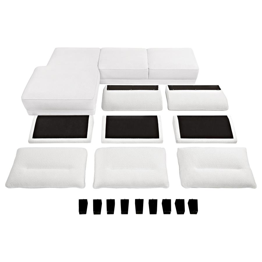 Caspian Upholstered Curved Arm Chaise Sectional Sofa White view 17