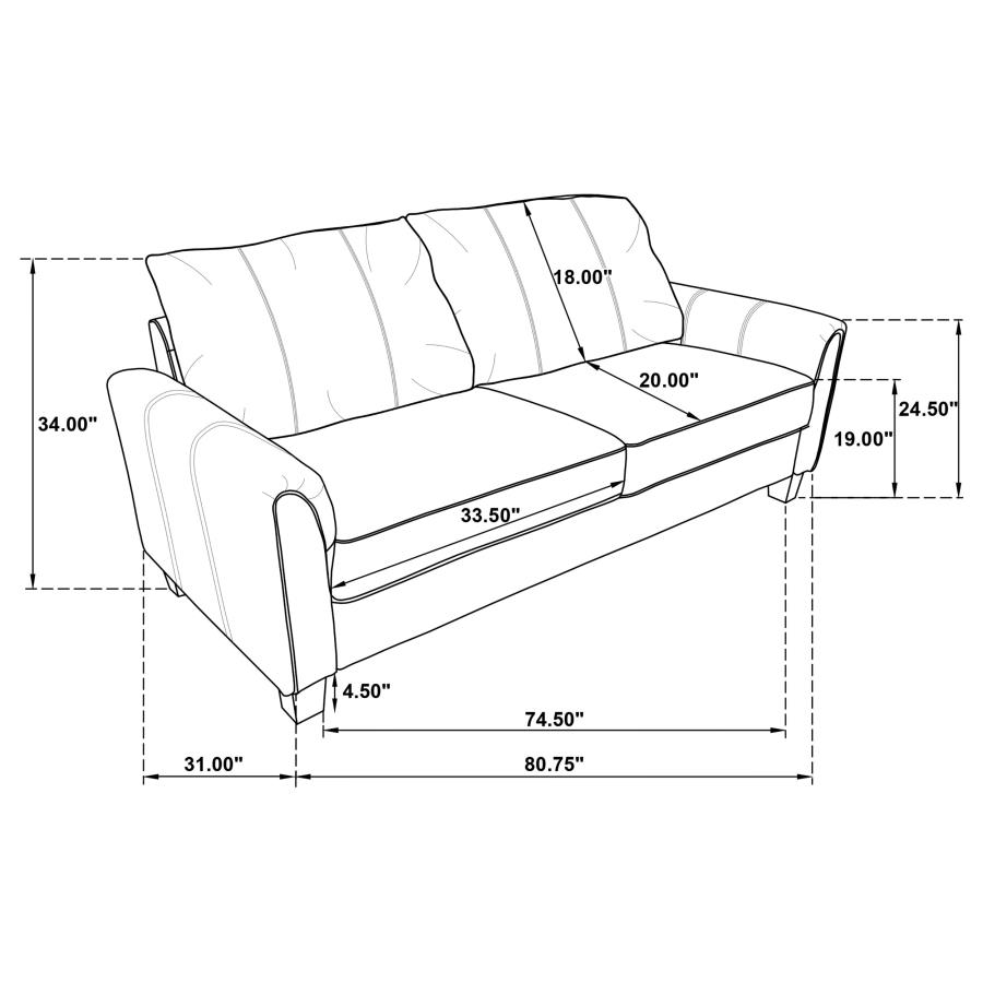 Davis Upholstered Rolled Arm Sofa Grey view 10