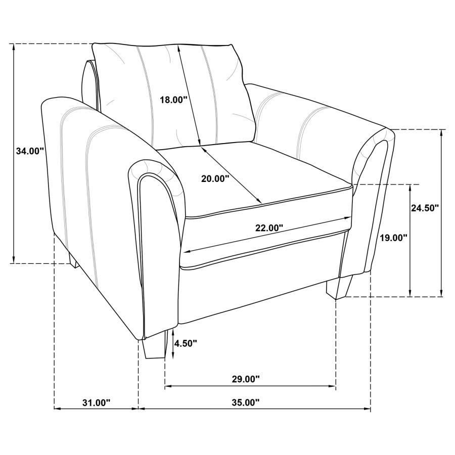 Davis Upholstered Rolled Arm Accent Chair Grey view 10