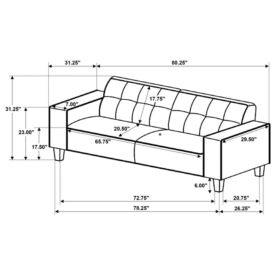 Deerhurst 3-piece Upholstered Track Arm Sofa Set Greige view 18