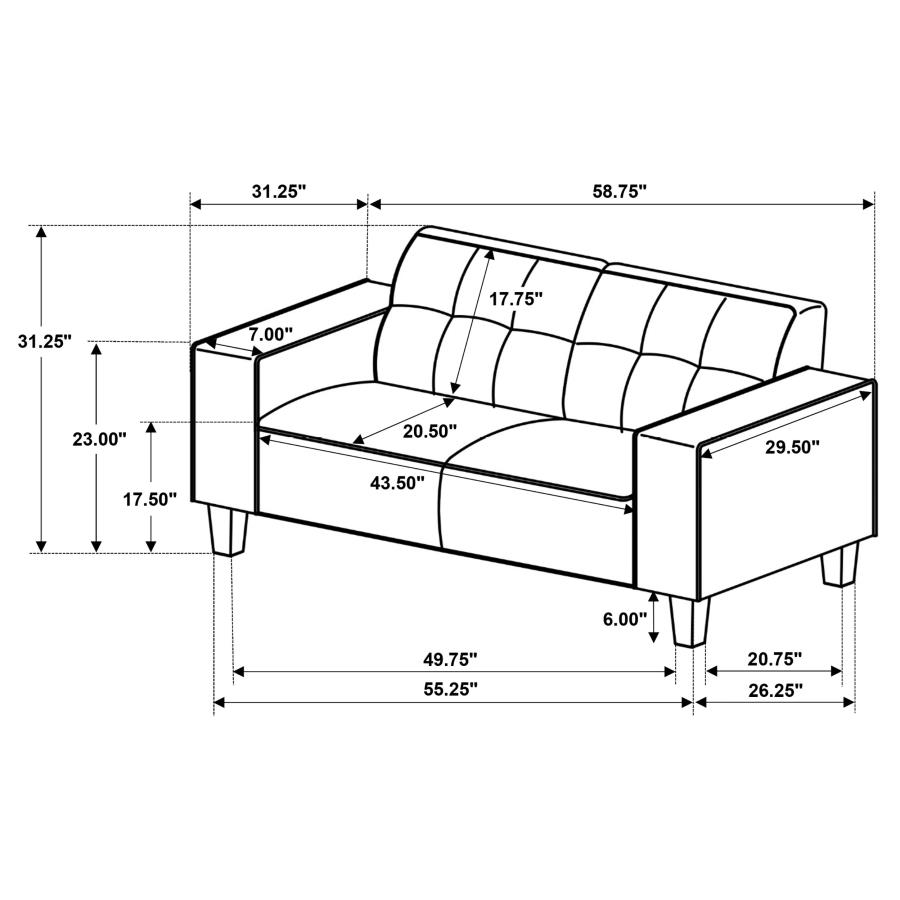 Deerhurst 3-piece Upholstered Track Arm Sofa Set Greige view 19