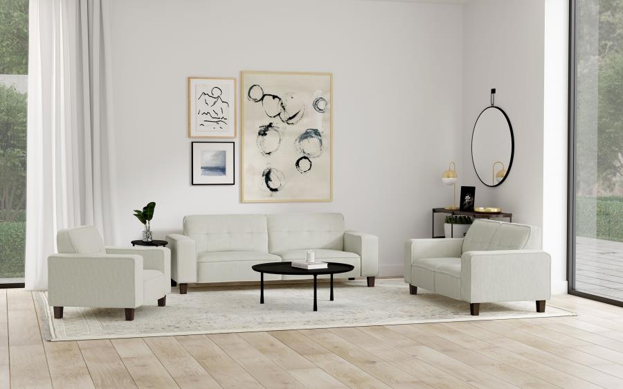 Deerhurst Upholstered Track Arm Tufted Accent Chair Greige view 13