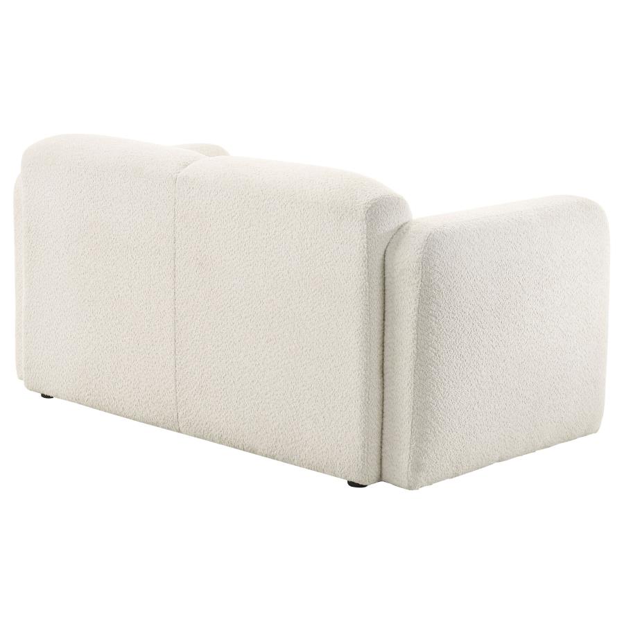 Dorset Fabric Upholstered Round Track Arm Loveseat White view 8