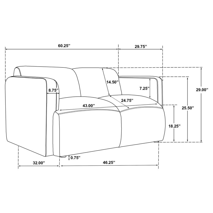 Dorset Fabric Upholstered Round Track Arm Loveseat White view 12