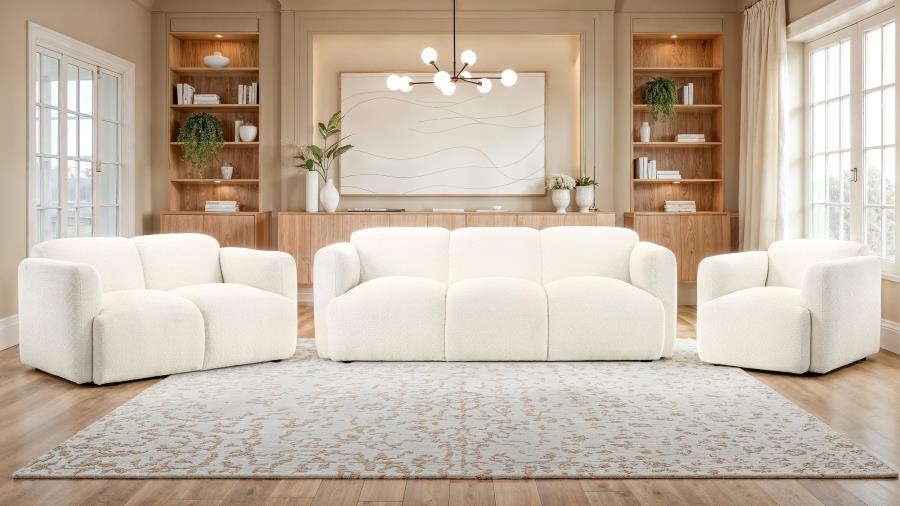 Dorset Fabric Upholstered Round Track Arm Loveseat White view 13