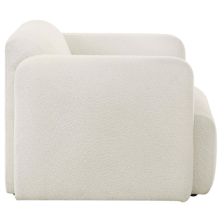 Dorset Fabric Upholstered Round Track Arm Accent Chair White view 9