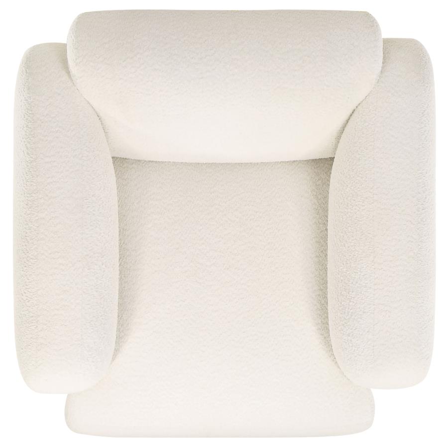 Dorset Fabric Upholstered Round Track Arm Accent Chair White view 10