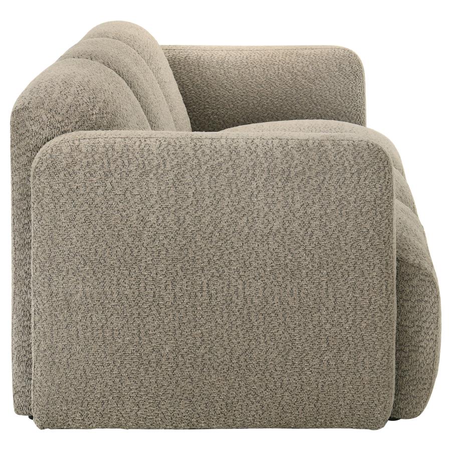 Dorset Fabric Upholstered Round Track Arm Sofa Brown view 9