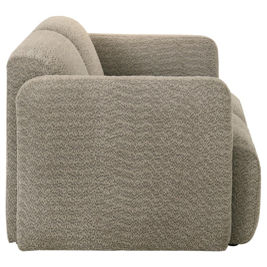 Dorset Fabric Upholstered Round Track Arm Loveseat Brown view 9