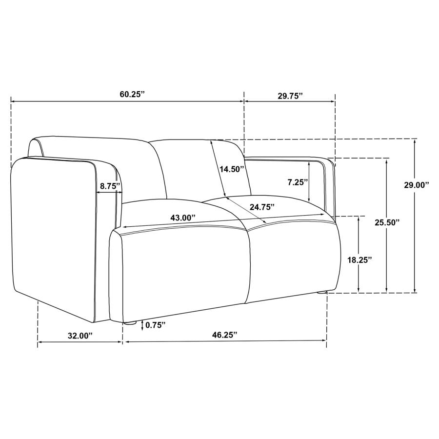 Dorset Fabric Upholstered Round Track Arm Loveseat Brown view 12
