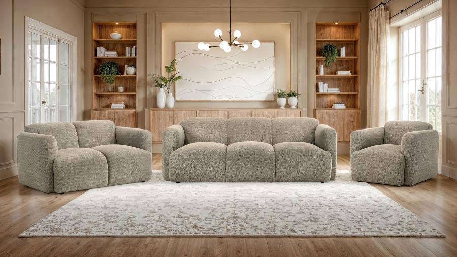 Dorset Fabric Upholstered Round Track Arm Loveseat Brown view 13