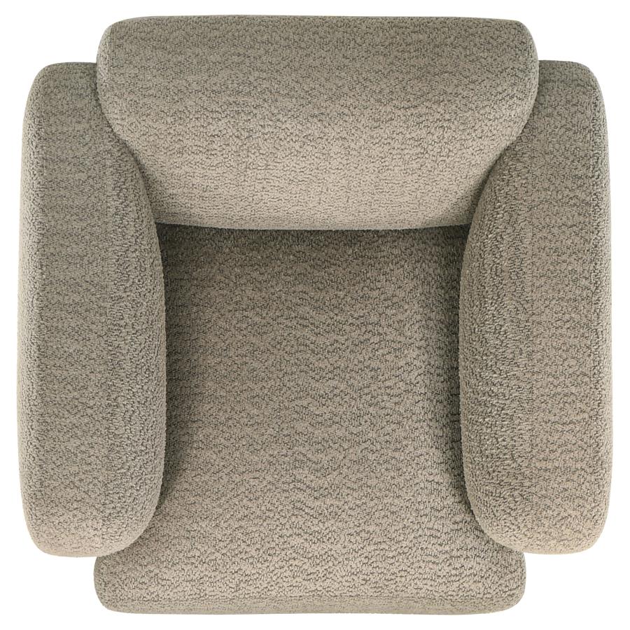 Dorset Fabric Upholstered Round Track Arm Accent Chair Brown view 10