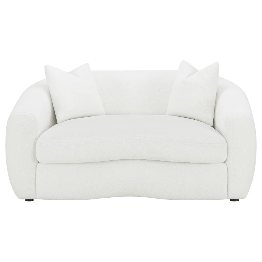 Isabella 2-piece Faux Sheepskin Upholstered Sofa Set Natural view 8