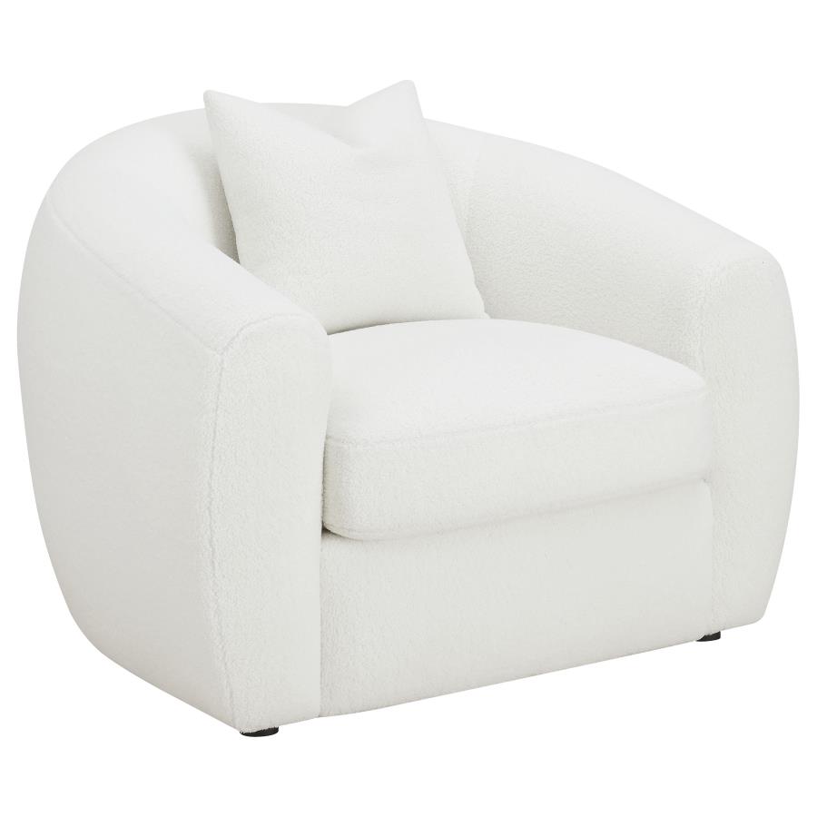 Isabella 3-piece Faux Sheepskin Upholstered Sofa Set Natural view 9
