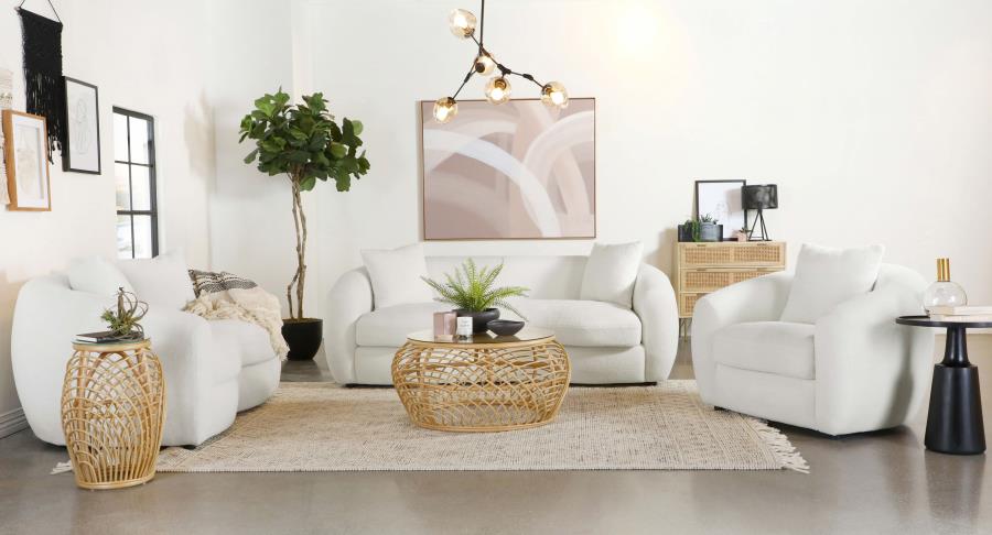 Isabella Faux Sheepskin Upholstered Loveseat Natural view 11