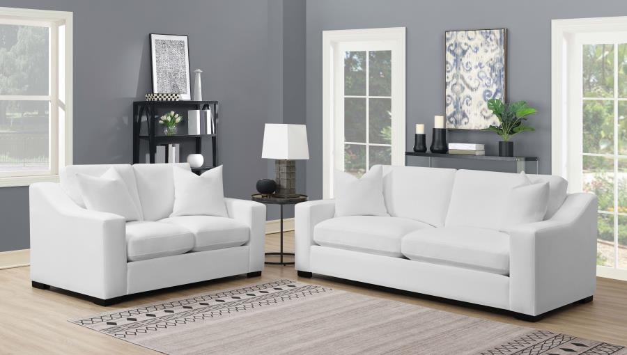 Ashlyn Upholstered Sloped Arm Loveseat White view 12