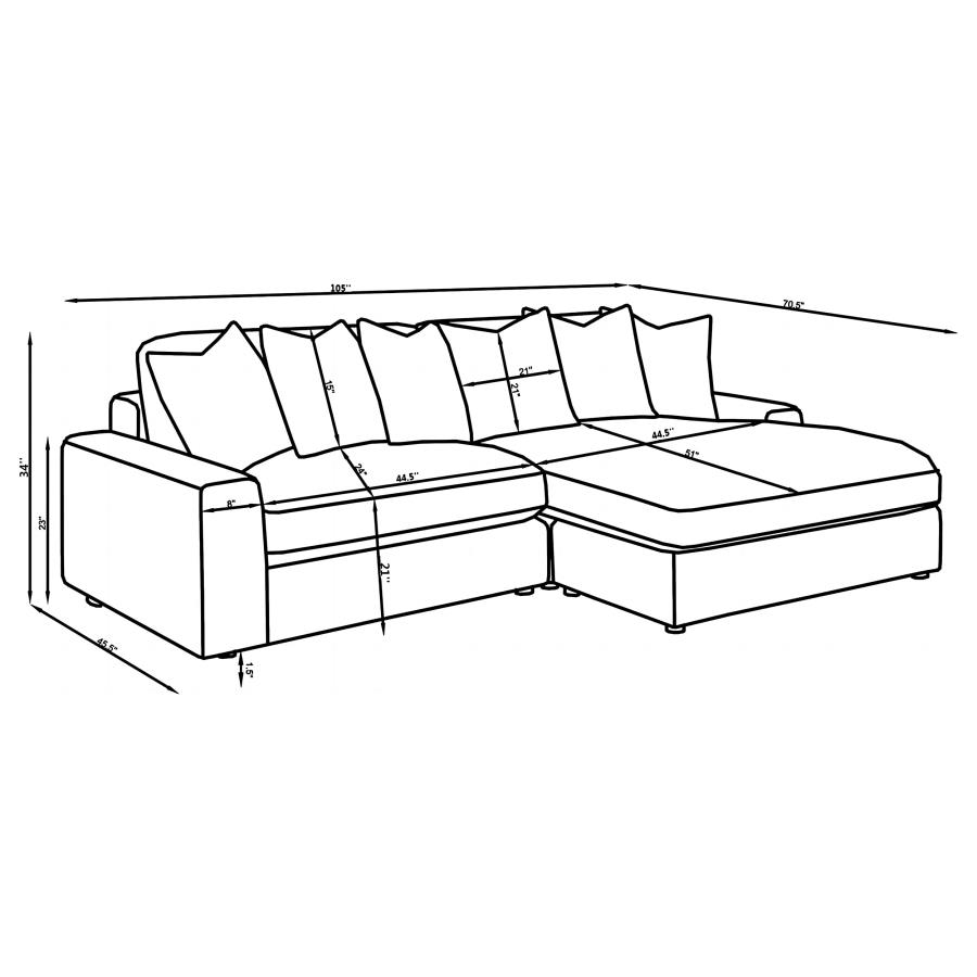 Blaine Upholstered Reversible Chaise Sectional Sofa Sand view 20