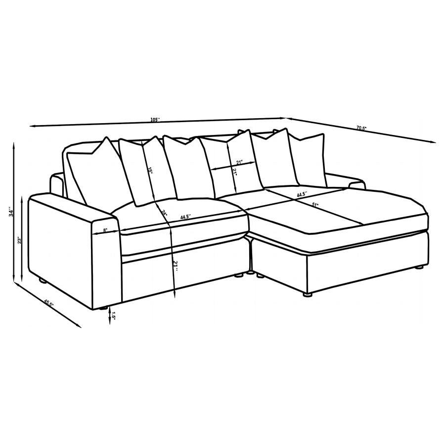 Blaine Upholstered Reversible Chaise Sectional Sofa Fog view 20